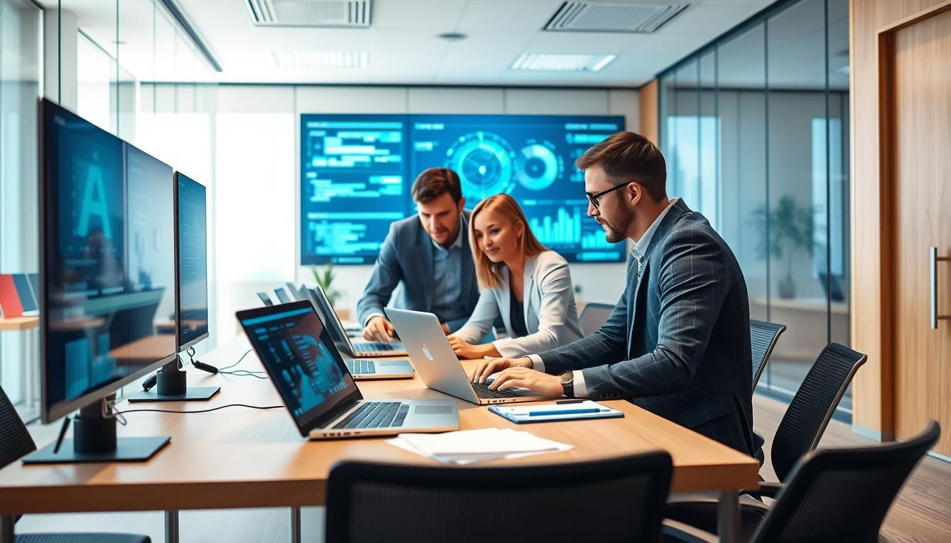 AI software company team and business technology strategy